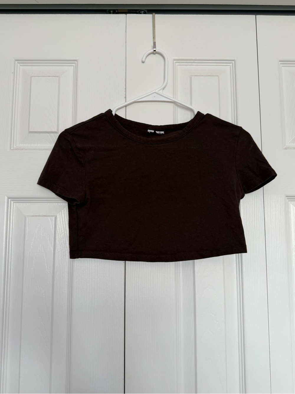 Cropped Crewneck Tee - Brown